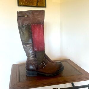 MJUS Patchwork Leather Riding Tall Boots Size 8